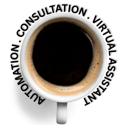 Coffee cup with automation, consultation and virtual assistant